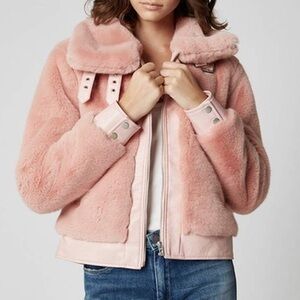 BLANK NYC Pink Faux Fur Bomber Jacket